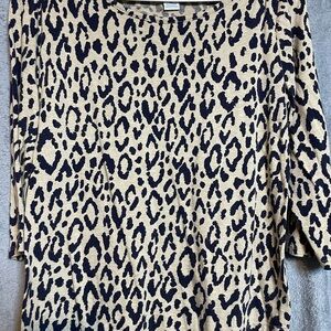 Liz Claiborne Animal Print Blouse - Black and Tan